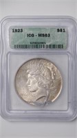1923 Peace Silver Dollar ICG MS63