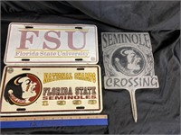 "GO NOLES" !!!  LICENSE PLATES & YARD SIGN