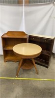 Vintage Round Side Table,  2-Bookshelves,