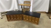 Vintage Metal Students Desk/Seat, 2 Storage