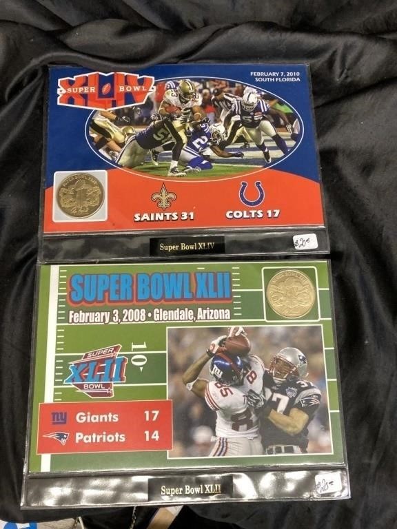 2 COMMEMORATIVE COINS / SUPER BOWL XLII & XLIV