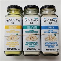 Watkins Organic Spices - Popcorn - 3 glass jars