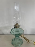 Vintage Aqua Green Glass Electric Table Lamp