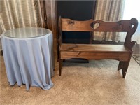 Wooden Bench & Accent Table