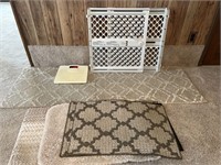 Throw Rugs, Baby Gate and Bathroom Scales