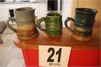 (3) Hand Made Pottery Mugs(R1)