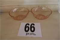 (2) Vintage Pink Glass Bowls(R1)