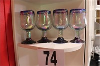 (4) Mexican Glass Stem Glasses(R1)