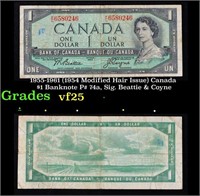1955-1961 (1954 Modified Hair Issue) Canada $1 Ban