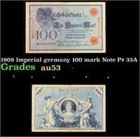 1908 Imperial germany 100 mark Note P# 33A Grades