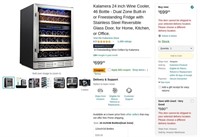 W4116  Kalamera Wine Cooler 24"/46 Bottles Dual Zo