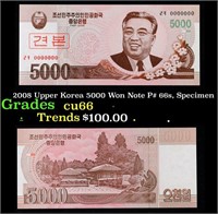 2008 Upper Korea 5000 Won Note P# 66s, Specimen Gr