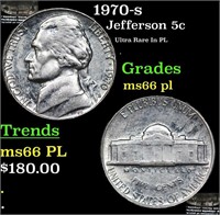 1970-s Jefferson Nickel 5c Grades GEM+ UNC PL