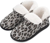 R9238   Women's Memory Foam Booties, 7 Leopard