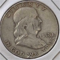 Silver 1958 d. Franklin half dollar