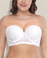 R9237  Deyllo Push Up Strapless Bra, White 42DD