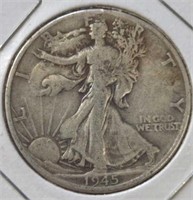Silver 1945 d walking liberty half dollar