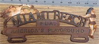 Cast iron Miami Beach Liscense plate topper