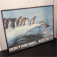 Framed Print Penguins "Don't Ask, Just Do It"