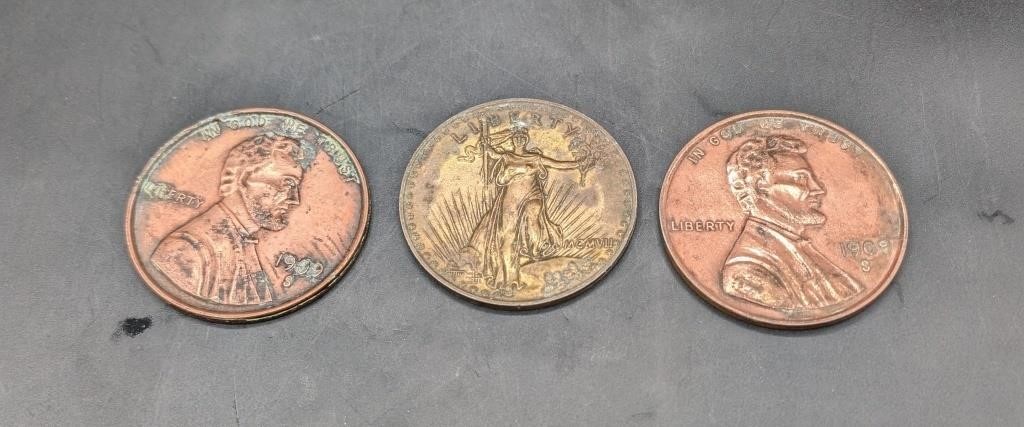 3 Pc. Large Novelty Coins