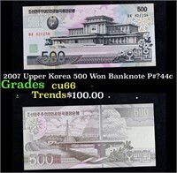 2007 Upper Korea 500 Won Banknote P#?44c Grades Ge