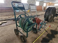 2 Portable water hose reels with hoses
