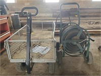 Portable Garden Hose reel with hose and cart