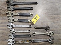 11 Misc open end adjustable wrenches