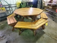 2 wooden picnic tables