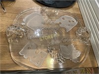 Cheese Glass Serving Plate ~15 x 14