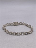 STERLING SILVER & GEMSTONE TENNIS BRACELET