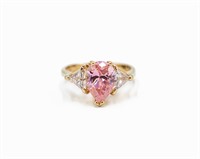 Pink Topaz 18k Gold Diamond Cocktail Ring Sz. 5.5