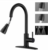 ($66) Matte Black Kitchen Faucet with Pull Down