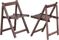 Folding Dining Chairs 2 Pack  168LB (Walnut)