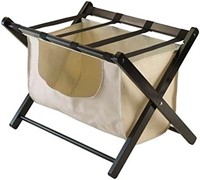 Dora Wood Luggage Rack with Basket - Espresso