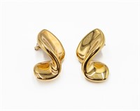 Signed 14k Gold Hollow Form Twist Earrings
