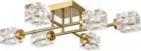 Gold Semi Flush 6-Light Ceiling Chandelier