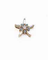 Clear and Blue 14k Gold Star Pendant