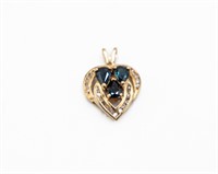 G Sapphire 14k Gold Heart Pendant As Is