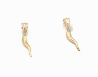 Signed 14k Gold Italian Horn Earrings