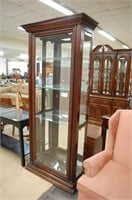 Wood & Glass Display Cabinet W/ 4 Glass Shelves