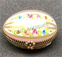 Limoges pink striped porcelain trinket box   1908