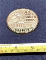 Josten’s ten year Iowa Golden Hawk medallion  1908