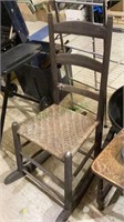 Vintage ratan seat and wood front porch rocker