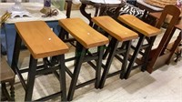 Matching set of wood saddle stools - set of four -
