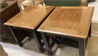 One pair of solid wood mission style side tables