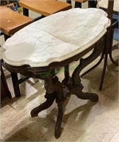 Antique Victorian marble top side table - top is