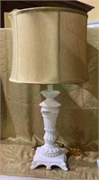 Repainted, French provincial style table, lamp,