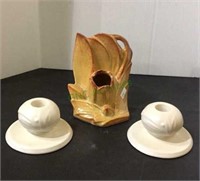 Ceramic lot includes a marked USA flower vase
