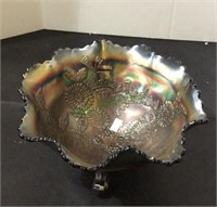 Beautiful larger footed carnival glass bowl with